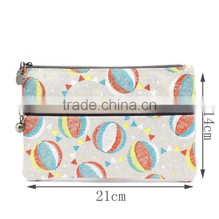 2015 new printed small cotton canvas zipper bag