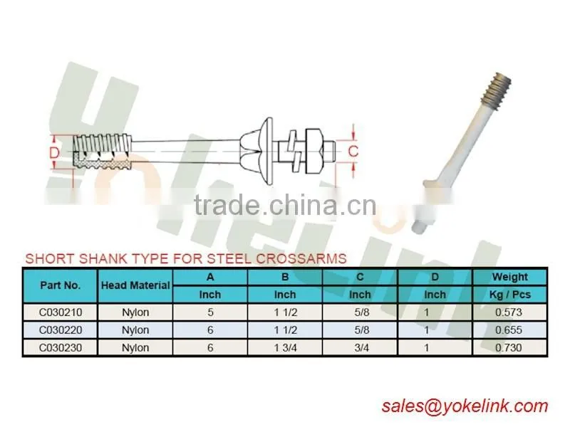High strength Carbon steel I'' Structural electrical crossarm wood crossarm insulator pin for Cable Hardware