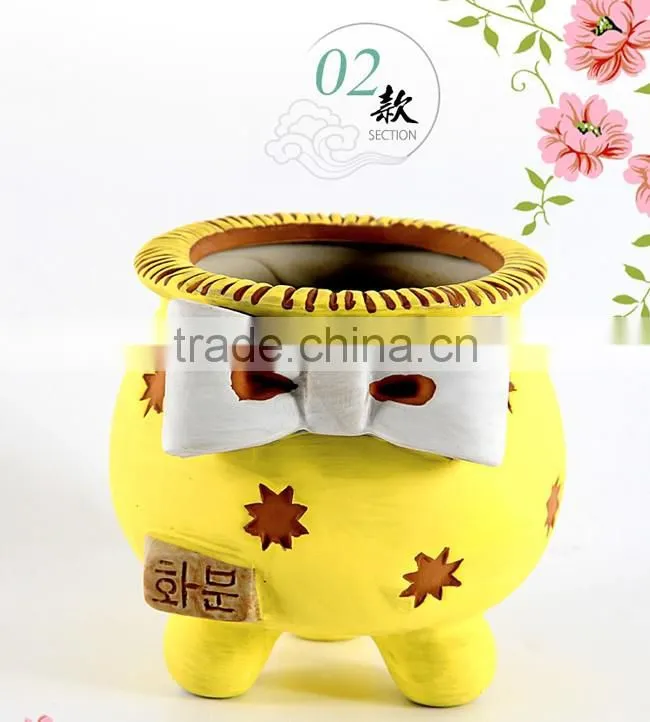 Korean style hand painting ceramic small decorative flower pots