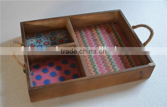 Vintage food storage tray with 3 printings compartments