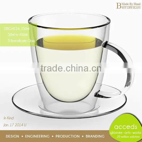 Custom Drinking Glass Tea Mug Cups With Handle