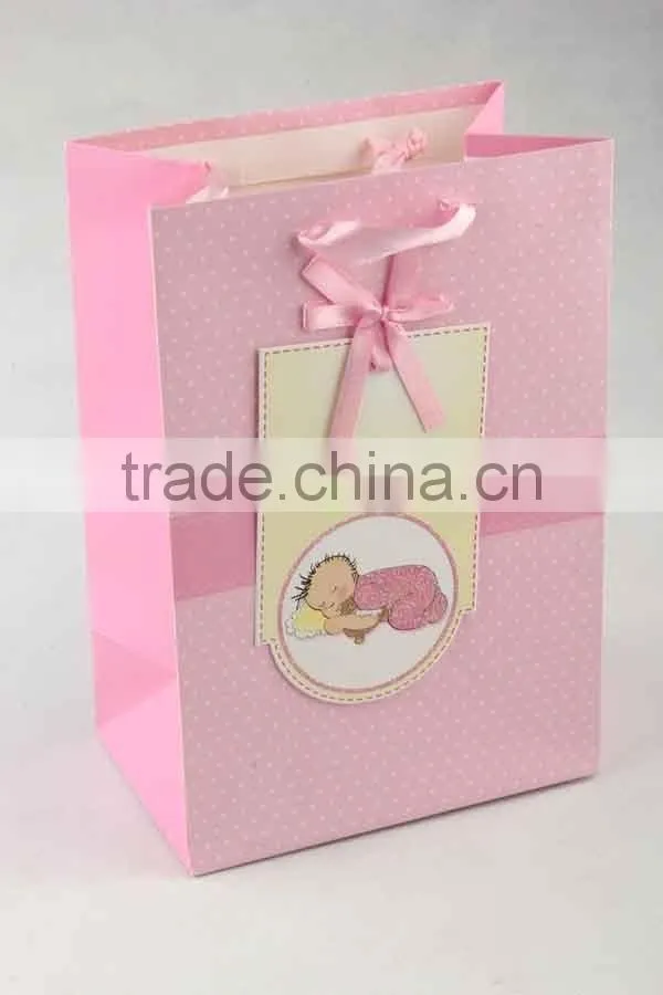 Printed Foldable Gift Bag With Card/ Shopping Paper Bag