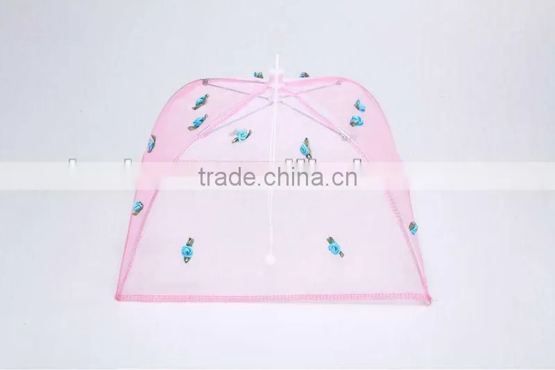 high quality unfoldable food cover,fixed food cover with flower