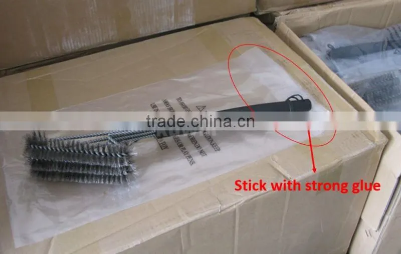 Amazon top quality 12" 16"18" barbecue grill brush cleaning brush barbecue cleaner food grade stainless steel bbq grill brush