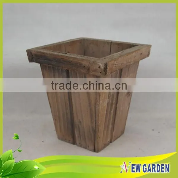 Factory direct offered special design high grade wooden rectangular flower pot