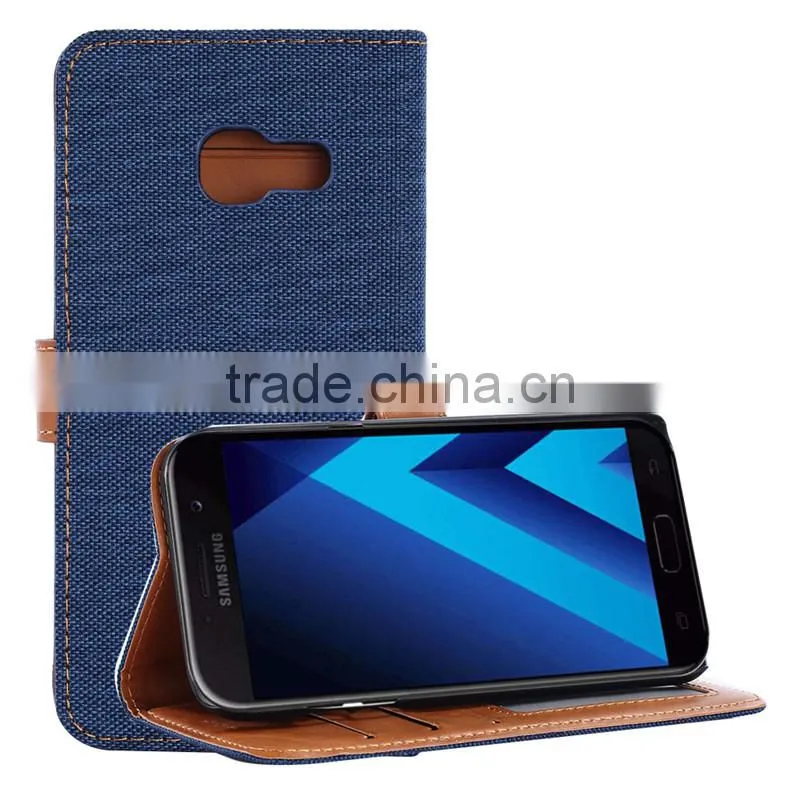 Nature oxford cloth leather card bumper/pocket cell phone case for Samsung