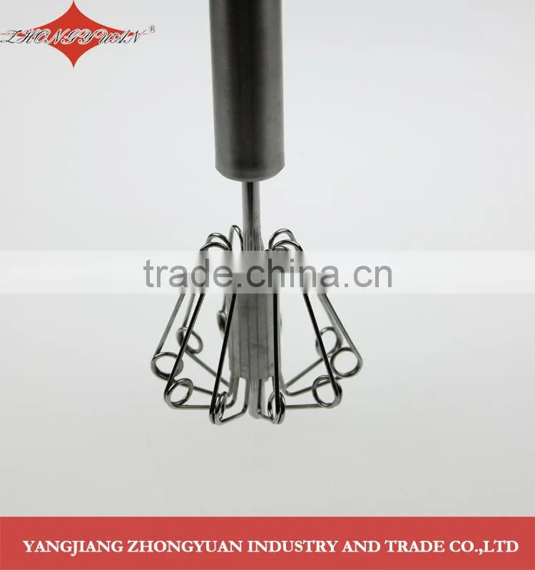 Stainless steel rotary self-mixer hand push miracle whisk 12-inch
