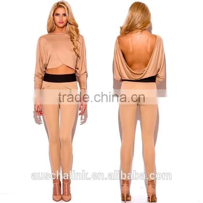 lady khaki beige banded high waisted skinny pants