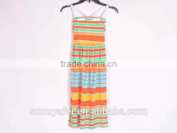 stock apparel for girl's One Piece Beach Long stripe dress on sell
