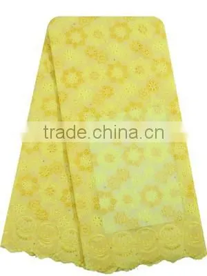 Bestwaytex Beautiful Yellow Embroidered Swiss Voile Lace in Switzerland SL0409-6
