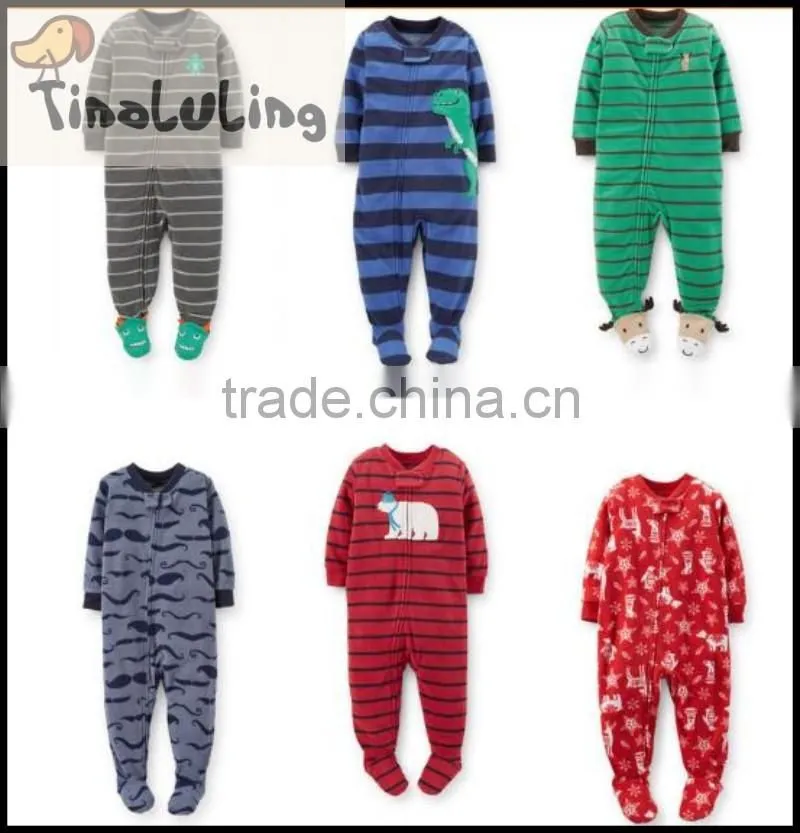 TinaLuLing 100% cotton Unisex Red Winter One piece Sleepwear Kids Footed Pajamas