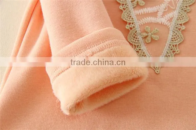 2015 new design girls t-shirts with lace design sweet girl t-shirt with plush in side