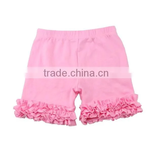 2017 new design organic cotton icing ruffle girls shorts wholesale summer sweat shorts