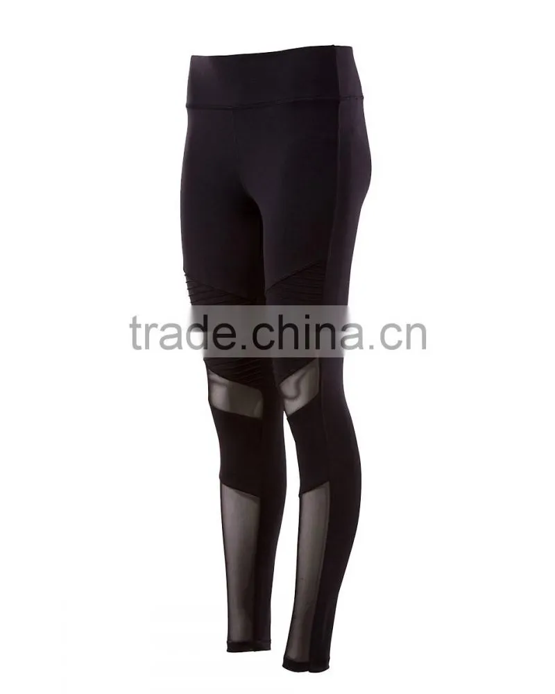 OEM Fitness Women compression Yoga wear moto sport ladies tights black leggings