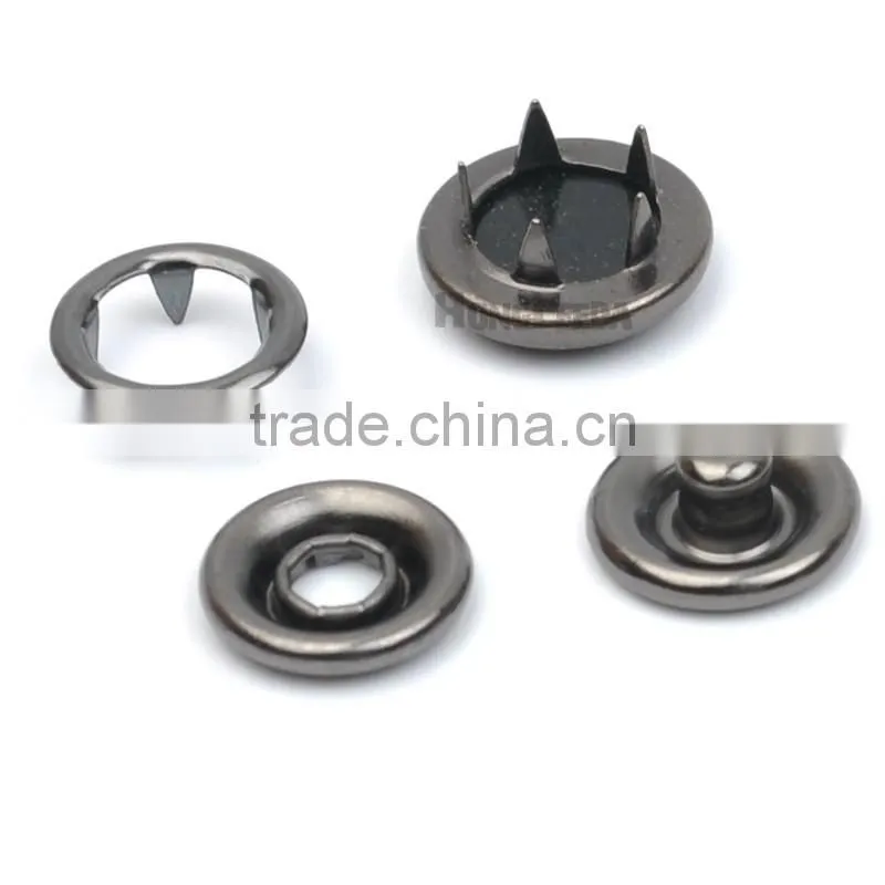 Metal brass 12mm 4 part buttons black pearl prong snap button fastener black nickle / gun metal color #333
