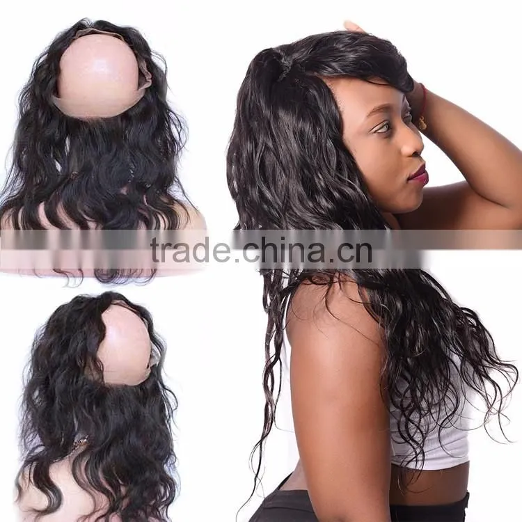 Alibaba New Style 360 Lace Band Frontal 22*4 Brazilian Virgin Hair Human Hair Lace Band Frontal Closure Bleached Konts