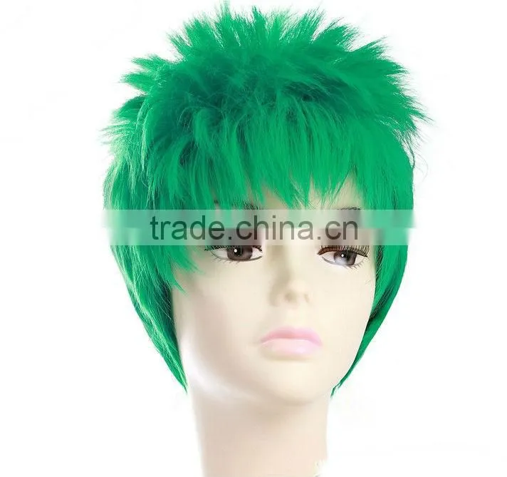 2014 World Cup Fan Wigs in Rio de Janeiro,Brazilian Full Lace Wig,Cosplay Short Wig for Hip Hop and Punk Guys Wig from Dubaa