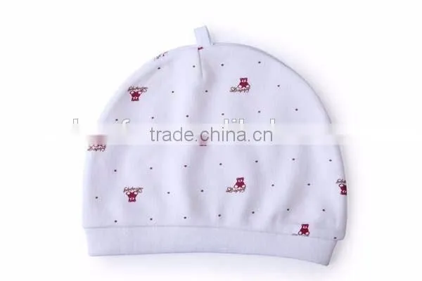 high quality kids beanie knitted dot printed 100% cotton baby hat