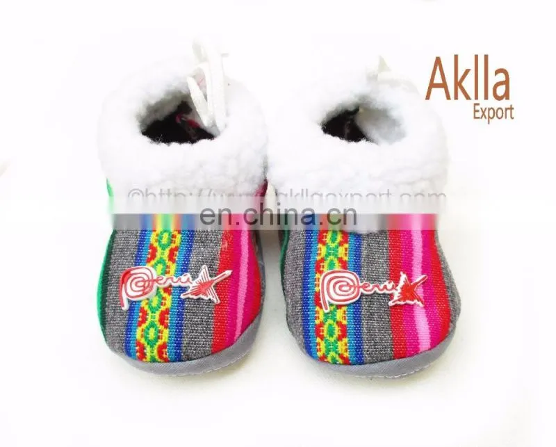 Peruvian Handmade Shoes for Baby of Aguayo Fabric