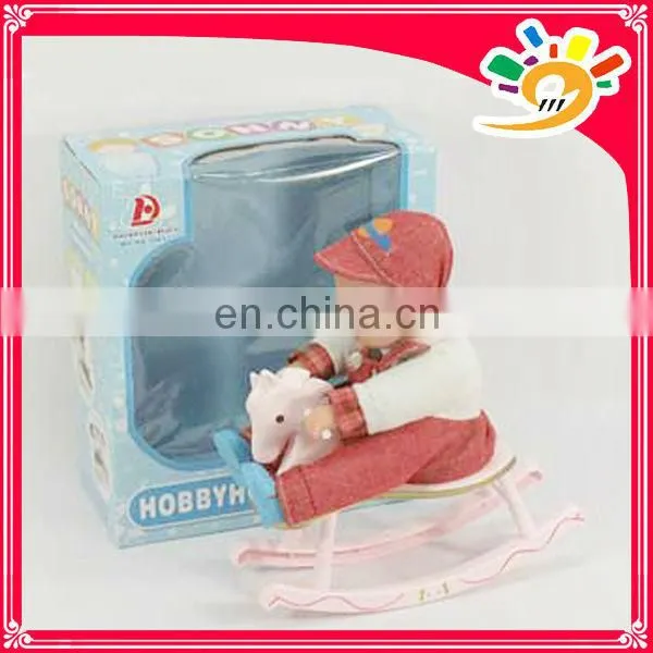 Kids Colorful Plastic Rocking Horse Toys, Riding Horse Set With Doll And Music
