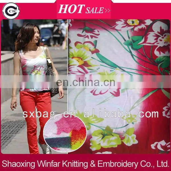 shaoxing winfar spandex knitting printed rayon bali fabric for garment