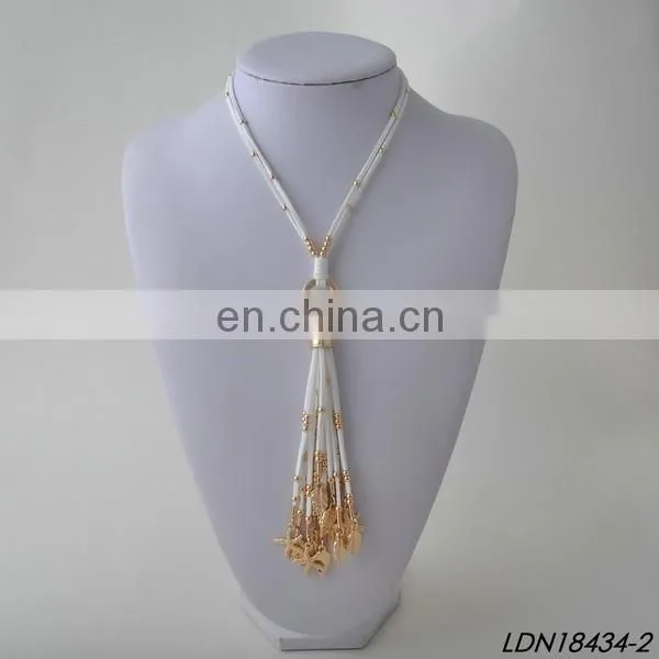 Customize your charm leather Beaded Tassel Pendant Necklaces