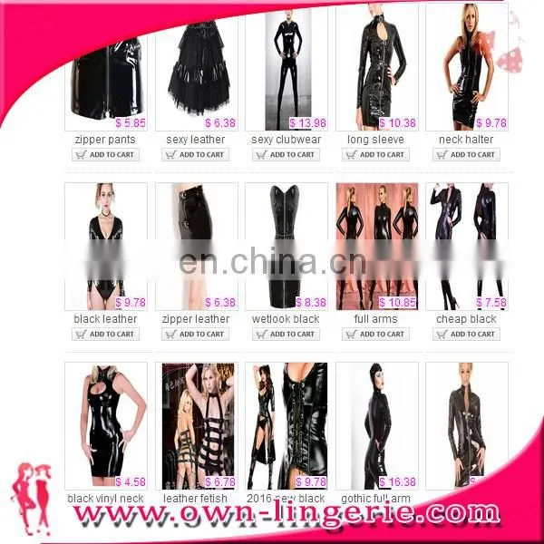 Wholesale sensual wet look cheap black latex catsuit faux leather clubwear catsuit