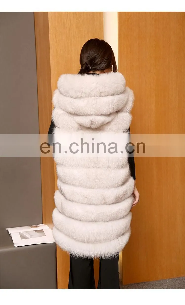 2015 Top Quality Lovely Fur Vests Women Outer Wear Vest Real Blue Fox Fur Coat China