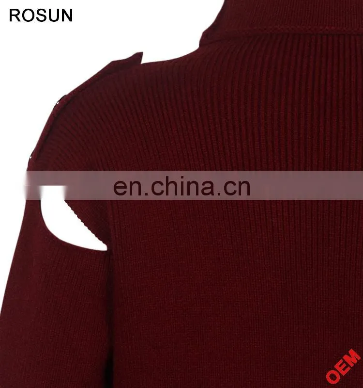 Winter Turtleneck Buttons on Shoulder Pullover Cashmere Sweater