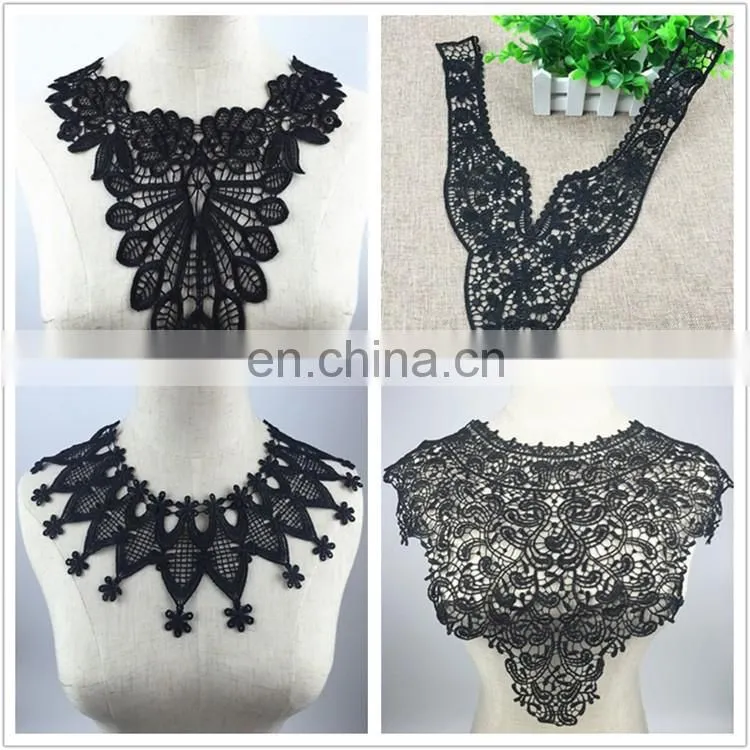 2017 latest custom embroidery neck design lace collar for wedding dresses