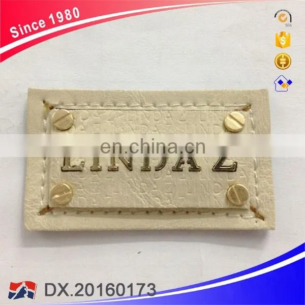 Ladies PU Leather Label with Metal Badge