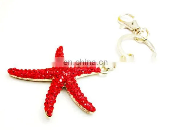 2014 new design keyring starfish custom metal keychain