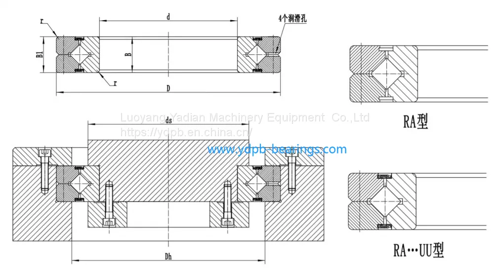 RA thin-wall cross roller bearings RA5008 RA6008 RA7008 RA8008 RA9008 RA10008 RA11008 bearing YDPB