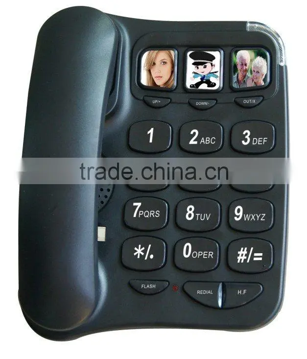 three bog picture corded telephone with bigg button for old people