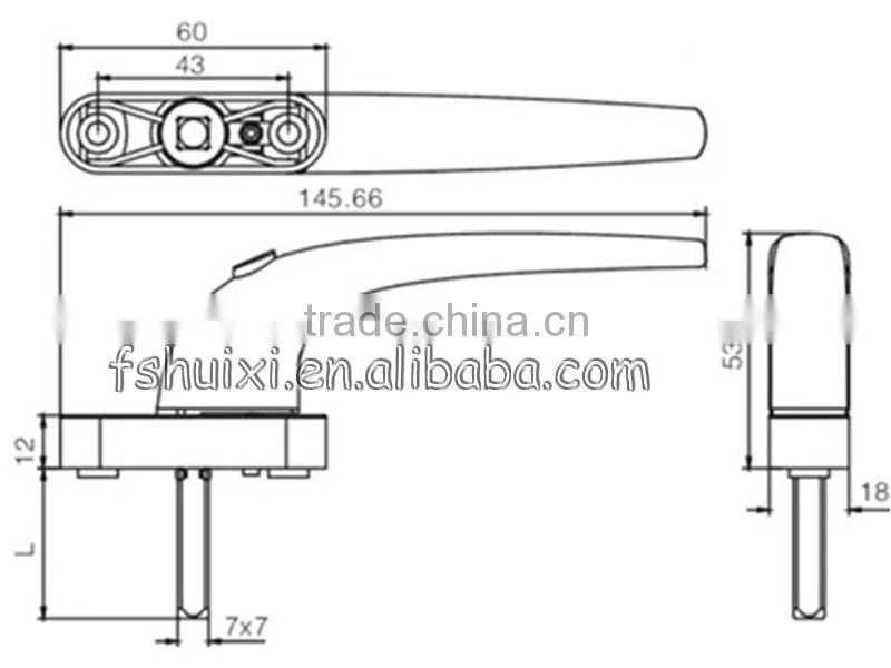 zinc alloy door and window handle with button