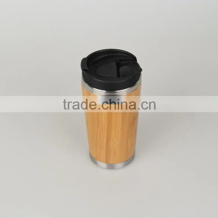 Made in China Mlife wholesale high quality mini 350ml double wall stainless steel vacuum bamboo flask, bamboo tea travel mug