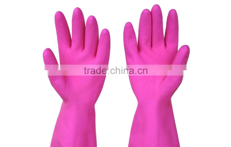 Lined latex household gloves