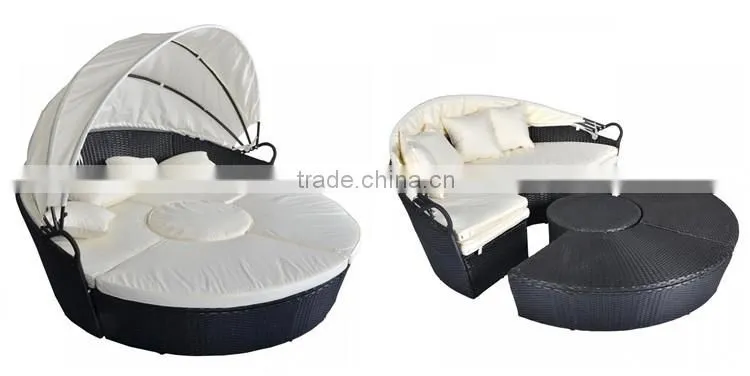 Home Furniture Cheap Round Bamboo Garden Sofa Daybed Rattan Daybed With Canopy Outdoor Daybed