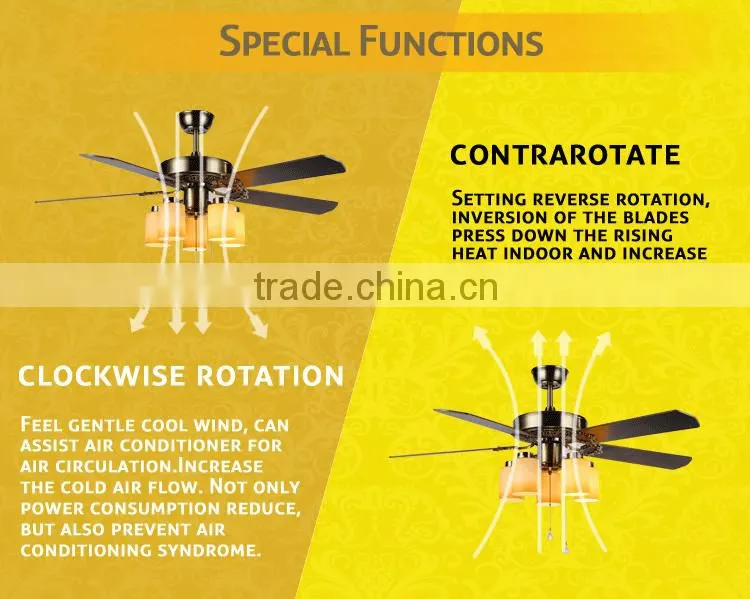 Push Button Big Light Ceiling Fan Made In China