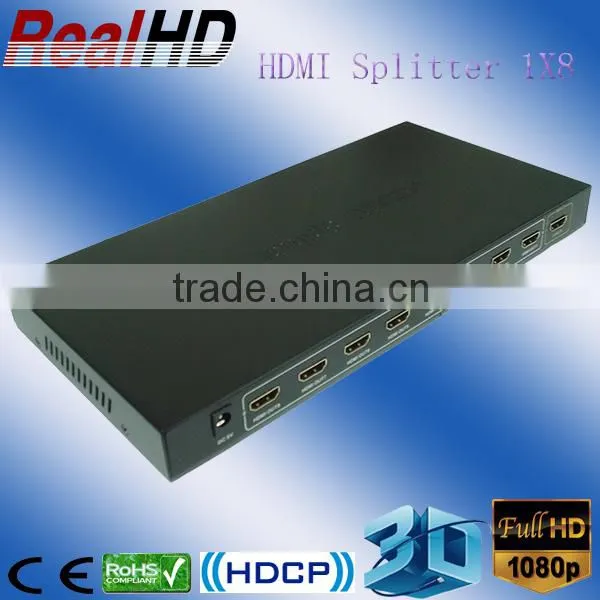 2016 Best Selling 1x8 V1.4 Mini HDMI Splitter With HDCP Key