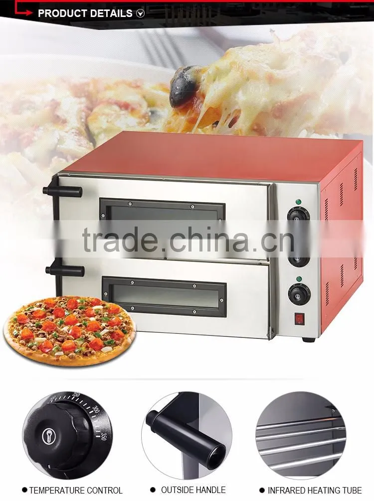 Chinese 220v Electric powered double layers commercial 201 stainless steel pizza oven kitchen equipment with 2 pcs