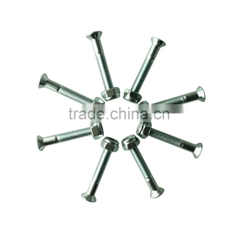 Shiny Siliver skate board bolts, available stock 1 sets(8pcs)skateboard hardware screw bolts, ILVERADOS SKATEBOARD MOUNTING HARD