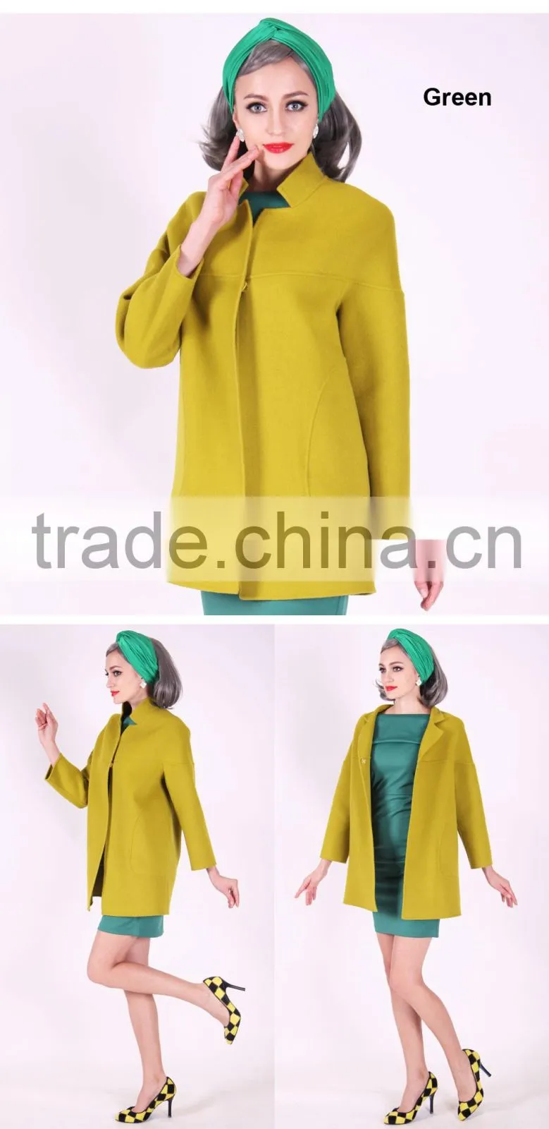 2016 New Design Spring Women Short Slim Fit Wool Coat