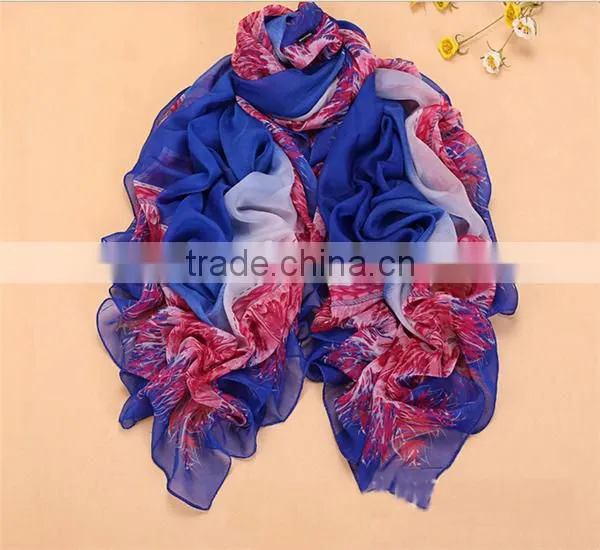 cool printing big size plain square silk chiffon scarf