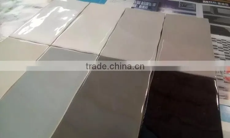 2016 most popular and hot sale handmake wave shape dark grey wall tile 75*300mm
