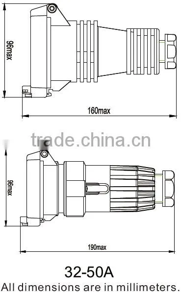 Three Phase 4 Round Pin Extension Socket 32A