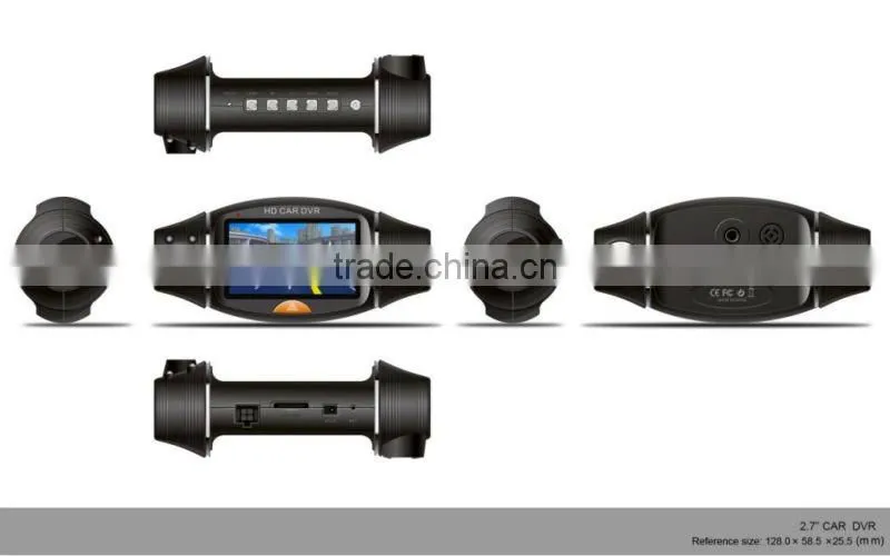 2.7" Dual camera lens H.264 HDMI full HD 1080P DVR car recorder with GPS,G-sensor SC310