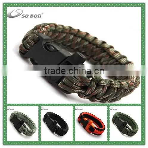 2016 wholesale 550 paracord survival bracelet with stainless steel clasp