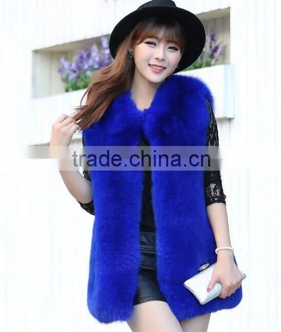 QYQX cheap fashionable silver fox fur vest