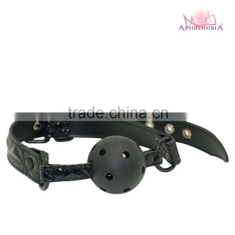 Wholesale ball gag adjustable leather mouth balls ,woman knitted strip gag by polyste